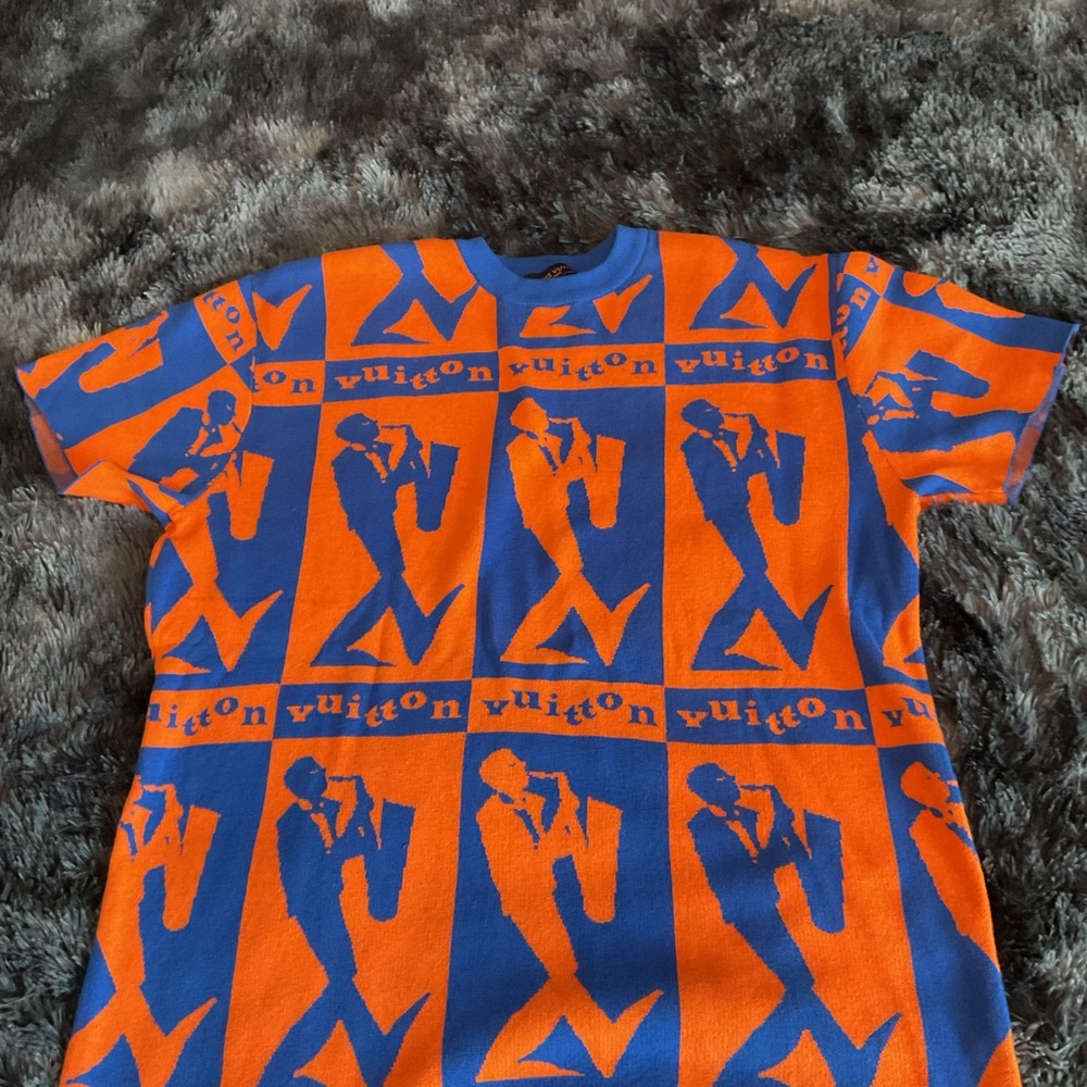 Unisex Louis Vuitton Vibrant Orange and Blue Sweat Tshirt